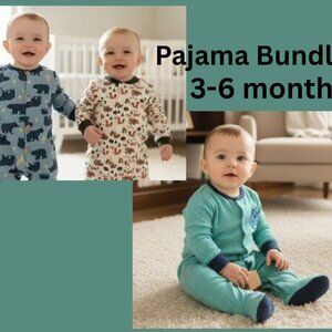 Baby Pajama Bundle 3–6 Months | 3-Piece Footed Sleepwear Lot | Cozy PJs